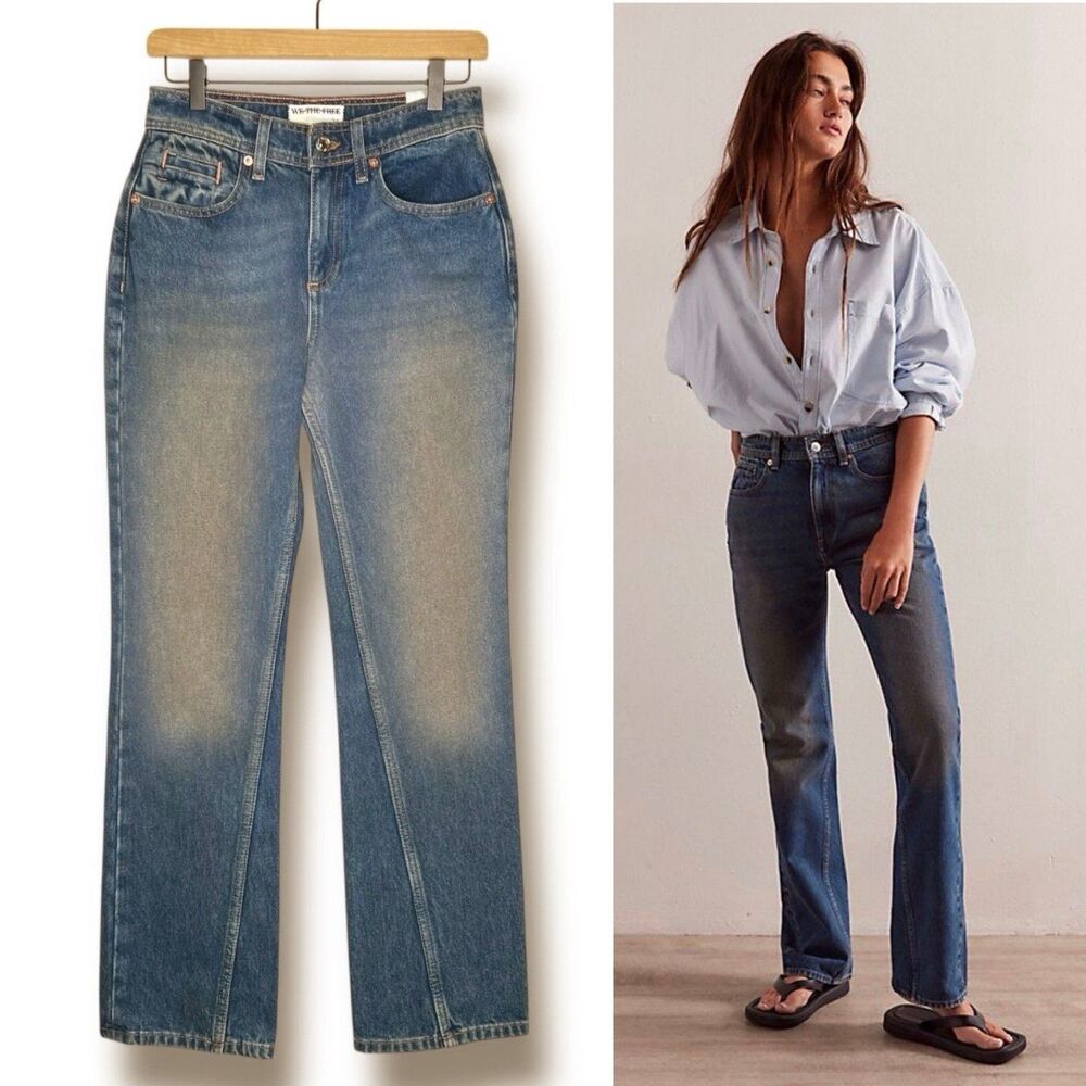 We The Free Xena High Waist Straight 27 Jean NWT CURVE BALL- SHORTC BLUE/BLEU